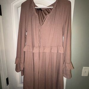 Zara Women's Tan Long Sleeve Dress